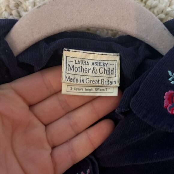 Laura Ashley Mother & Child Blue Corduroy Embroidered Floral Cotton Dress 3-4 - Picture 6 of 9